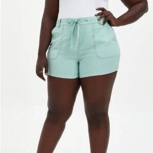 Torrid Linen Blend Mid Rise Shorts Mint Green